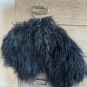 Unique Vintage Black Feather Cape